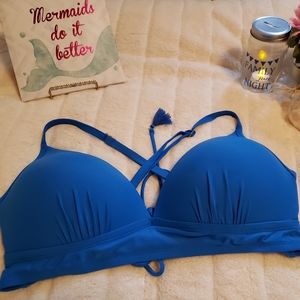NWOT Blue bikini top 1X